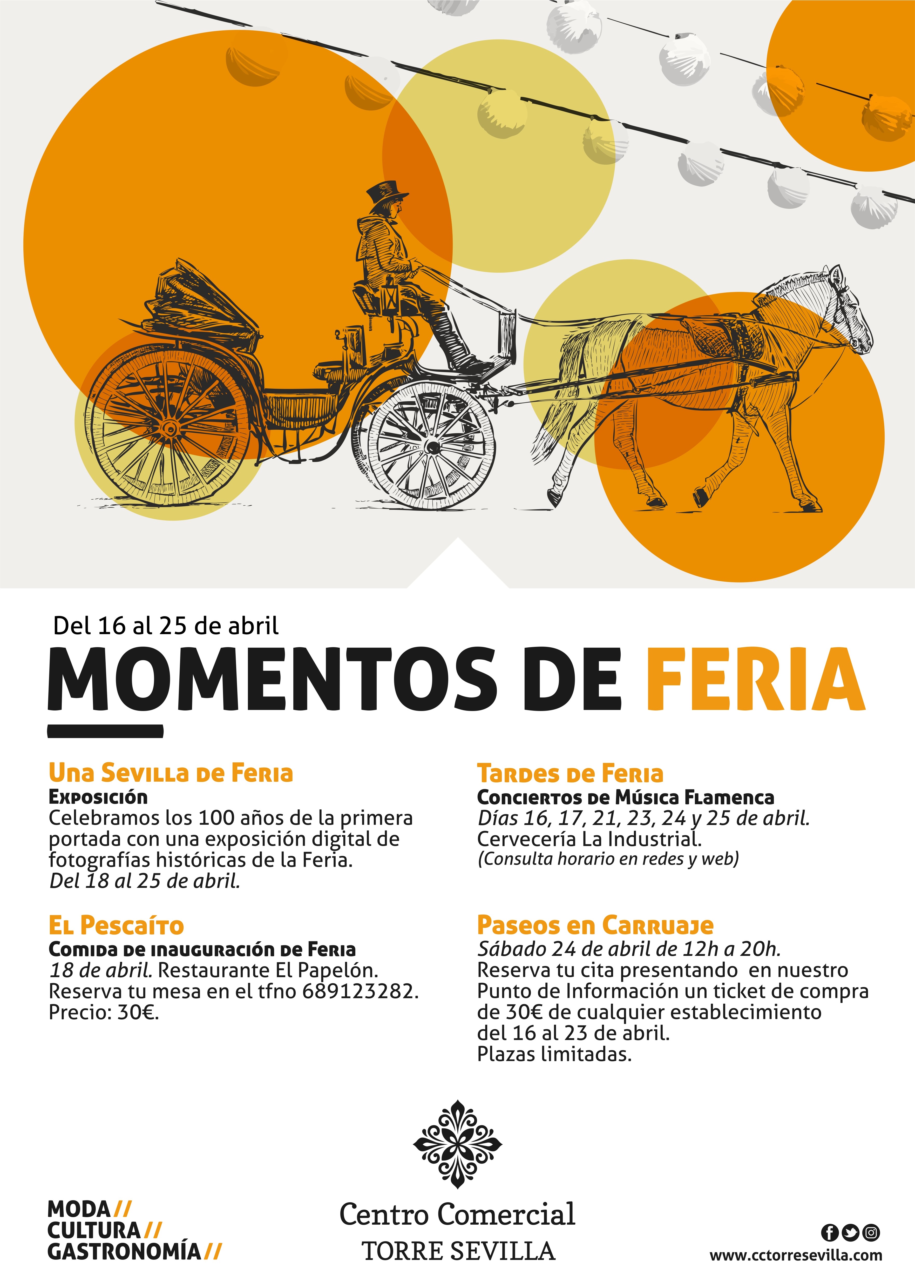El Centro Comercial TORRE SEVILLA conmemora los 100 años de la primera portada con una exposición de fotografías históricas de la Feria de Abril